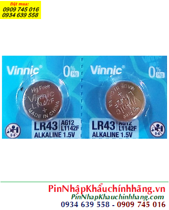 Vinnic LR43, L1142F, AG12 _Pin cúc áo 1.5v alkaline Vinnic LR43, AG12 chính hãng
